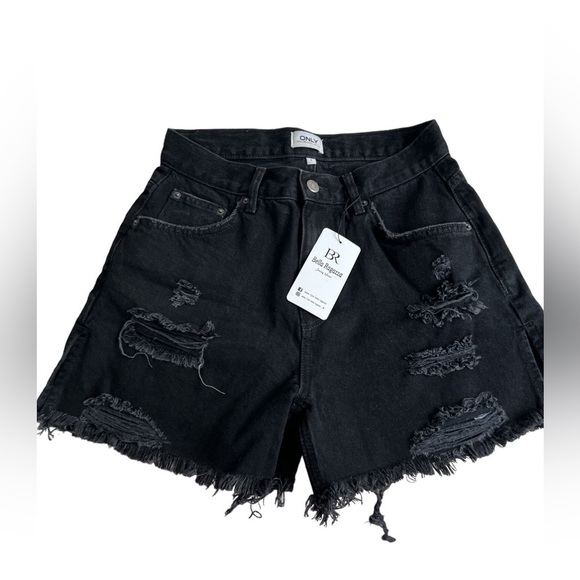 Only Distressed Rip Denim Mini Short - Picture 1 of 9
